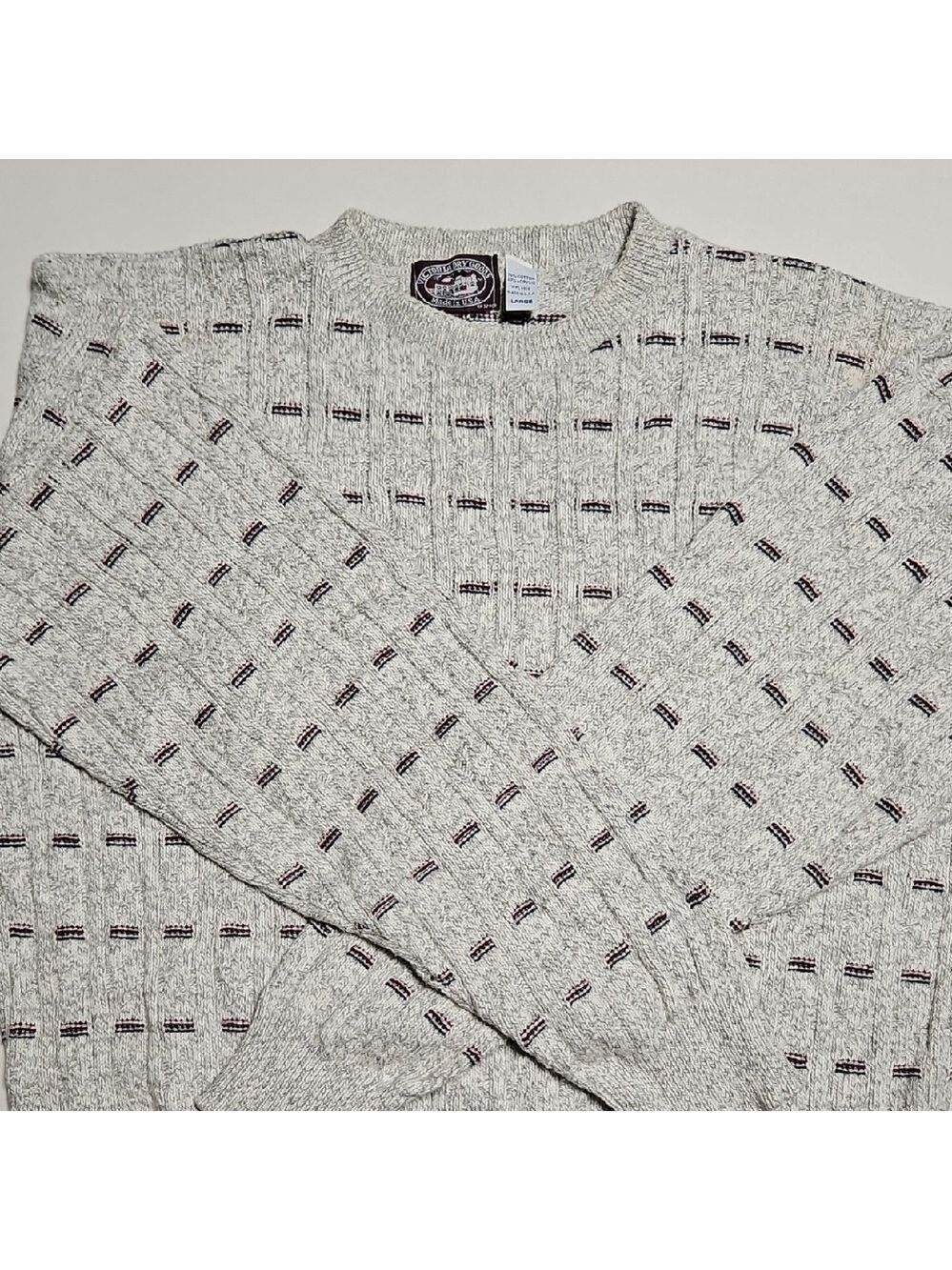 Vintage Dry Goods Men's Cream Crewneck Sweater Large